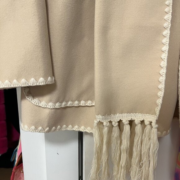 Embroidered Scarf Jacket, Camel - Picture 2 of 4